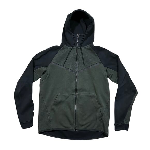 Nike Tech Fleece Windrunner Full Zip Hoodie Sweatshirt Green Black Medium - Picture 1 of 6